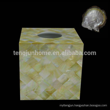 Golden Mother of Pearl Decorate Tissue Box with Full Cover